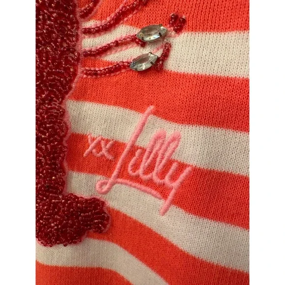 Lilly Pulitzer Cane Coral So Clawsome Lobster Sweatshirt Coastal Size XL NWT - Picture 4 of 12